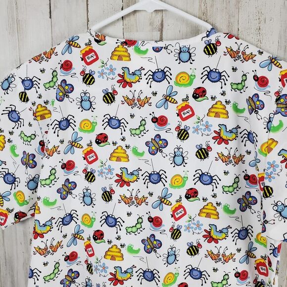 Uniform Advantage Scrub Top Bugs World Print Size XS - Picture 7 of 8
